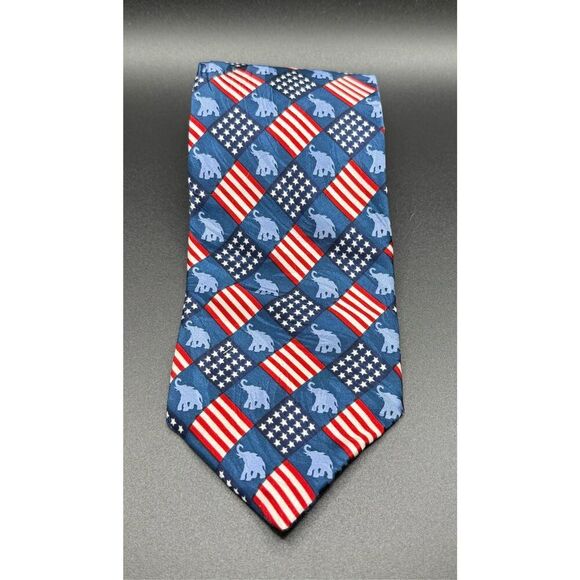 Republican Party Men’s Neck Tie by R M Style 100% Silk Vtg 1995 - Picture 1 of 6